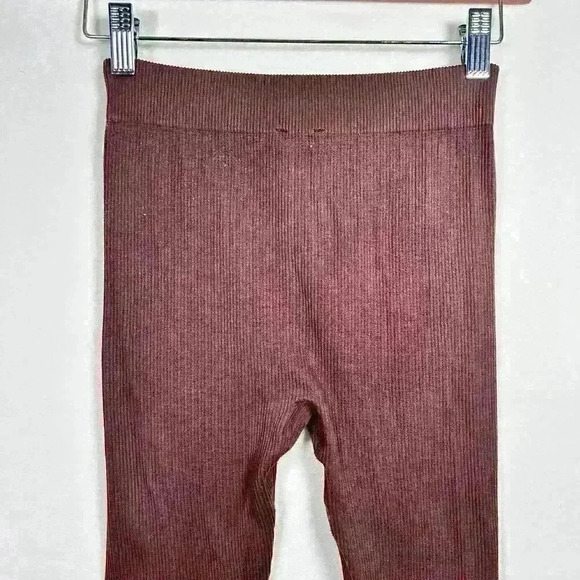 ZARA Casual Ribbed Brown Lounge Seamless Leggings Yoga Pants Women M/L - Picture 8 of 8